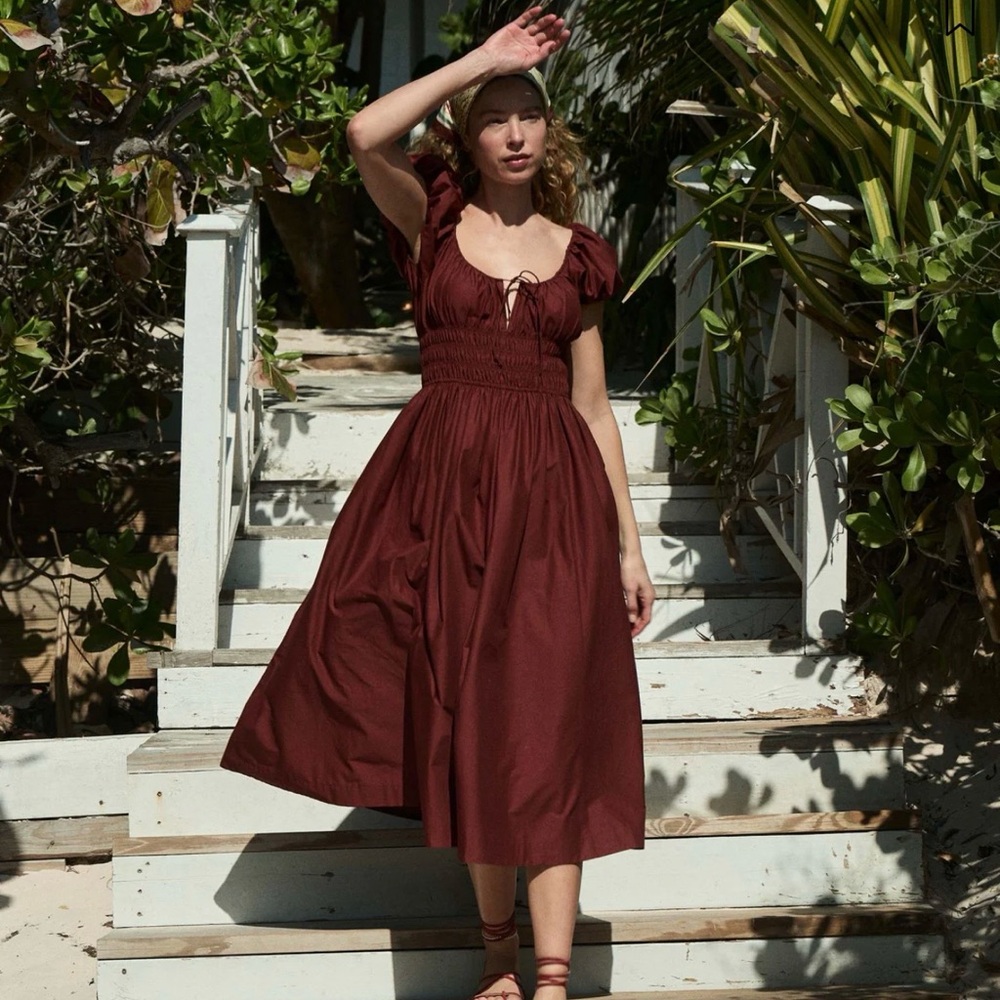 Doen Burgundy Midi Dress